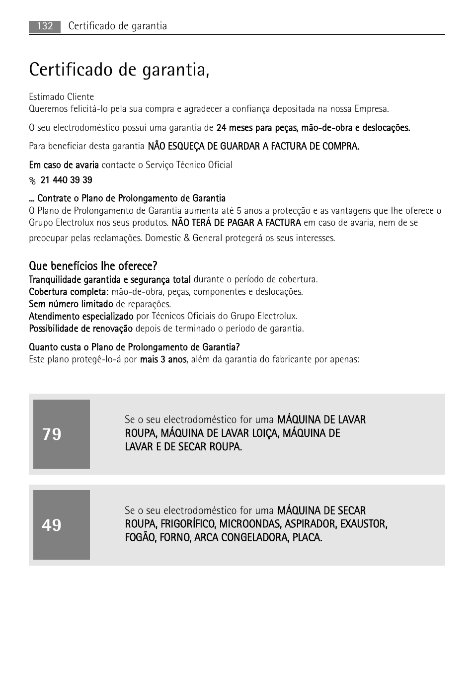 Certificado de garantia | AEG MC1763E-M User Manual | Page 132 / 168