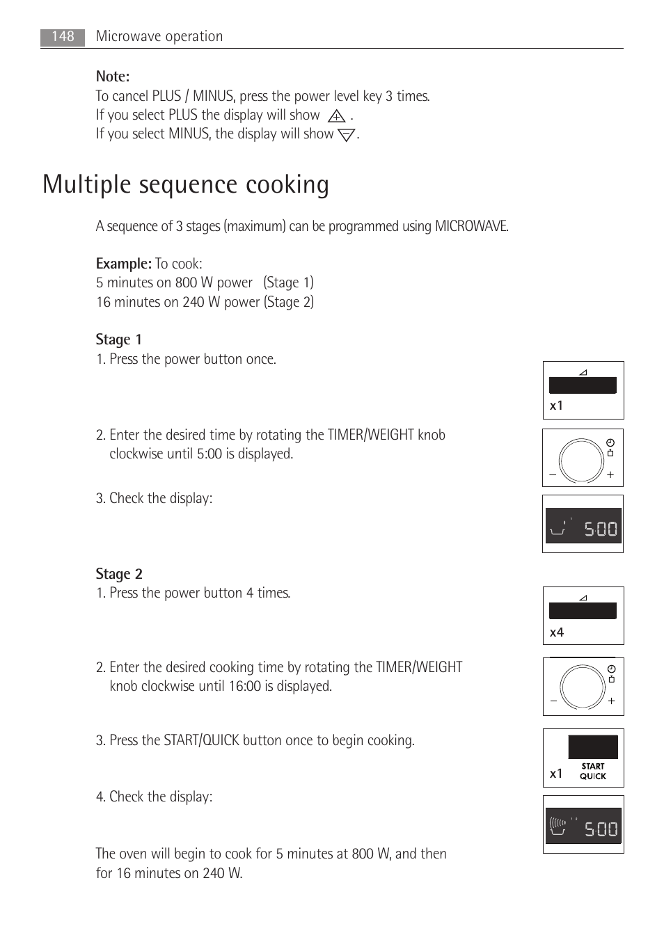 Multiple sequence cooking, X1 x4 x1 | AEG MC1763E-M User Manual | Page 148 / 168