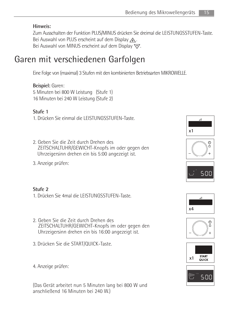 Garen mit verschiedenen garfolgen, X1 x4 x1 | AEG MC1763E-M User Manual | Page 15 / 168