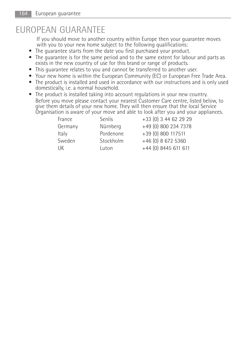 European guarantee | AEG MC1763E-M User Manual | Page 164 / 168