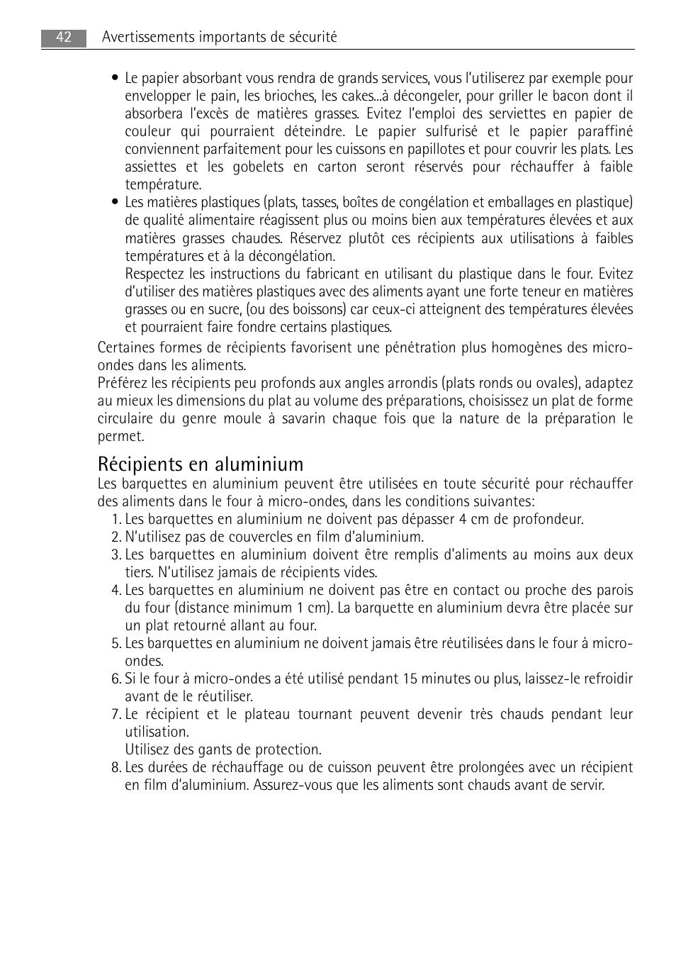 Récipients en aluminium | AEG MC1763E-M User Manual | Page 42 / 168