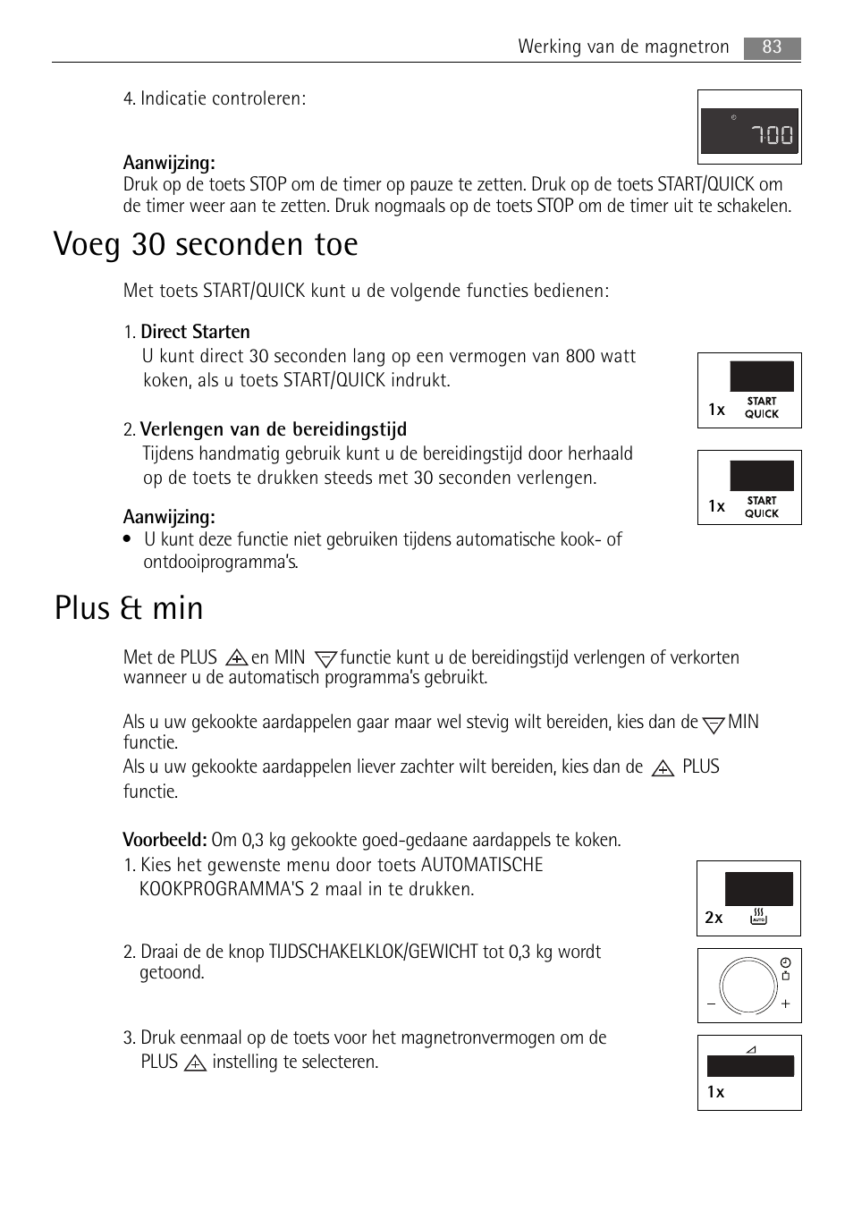 Voeg 30 seconden toe, Plus & min | AEG MC1763E-M User Manual | Page 83 / 168