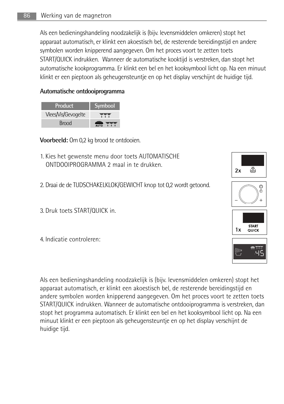 Product symbool vlees/vis/gevogelte brood 2x 1x | AEG MC1763E-M User Manual | Page 86 / 168