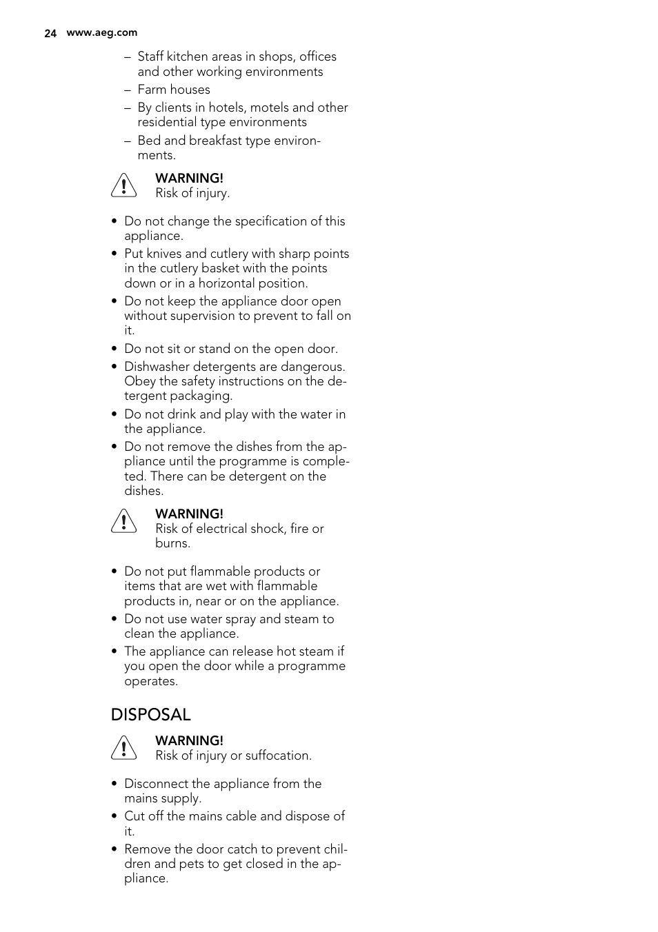 Disposal | AEG F78025VI1P User Manual | Page 24 / 80