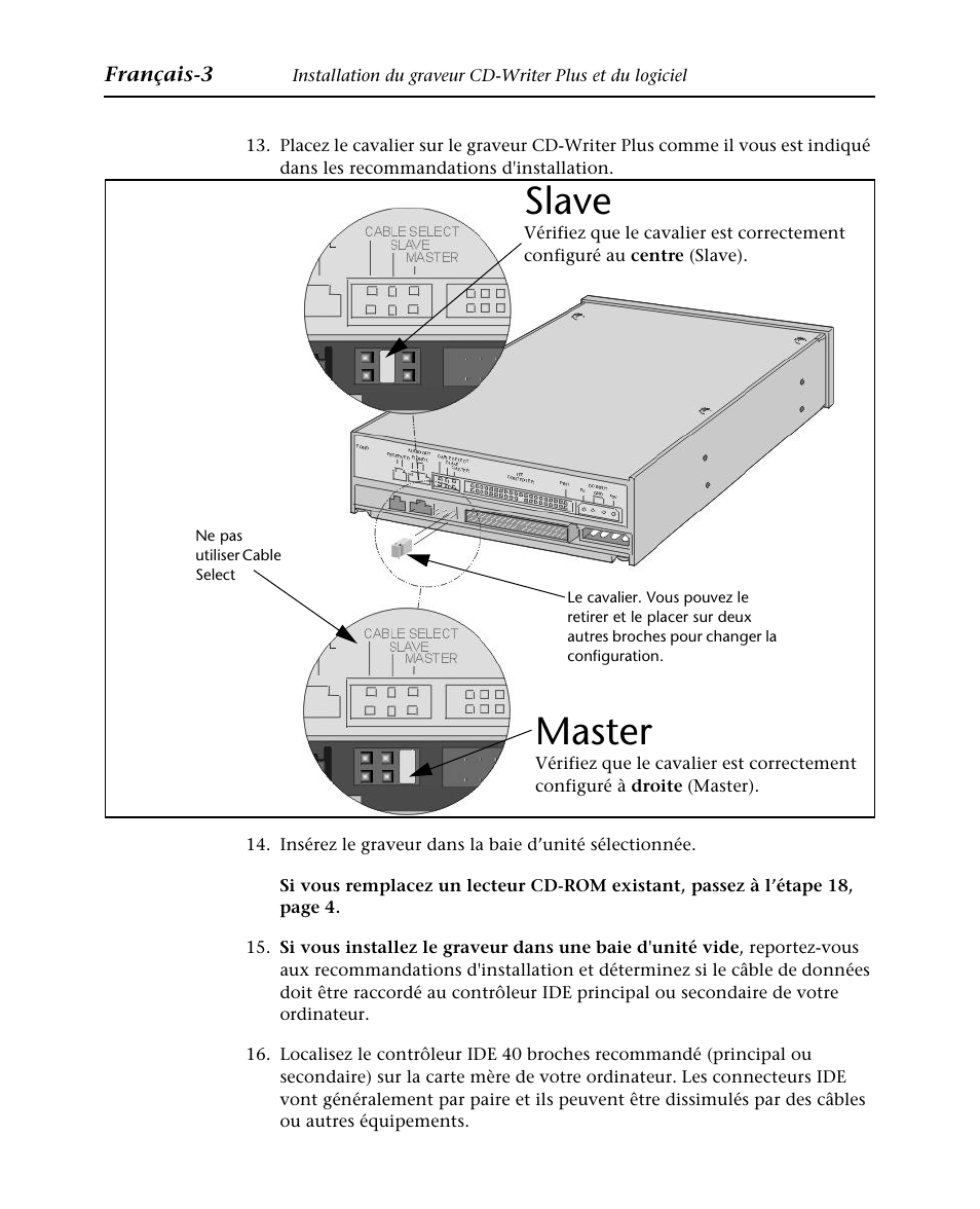 Master, Slave | HP Graveur de CD interne HP CD-Writer Plus 7570i User Manual | Page 11 / 46