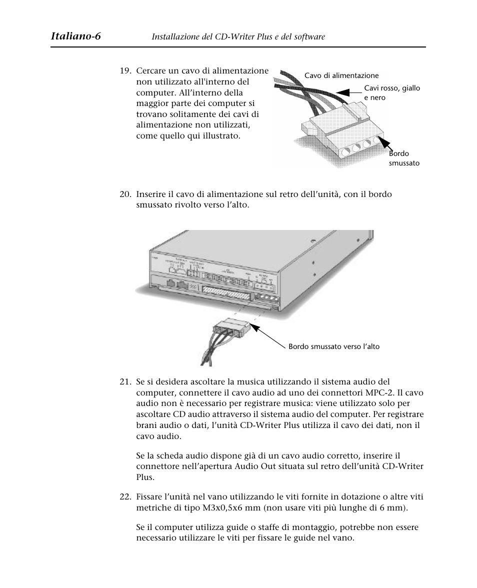 Italiano-6 | HP Graveur de CD interne HP CD-Writer Plus 7570i User Manual | Page 26 / 46