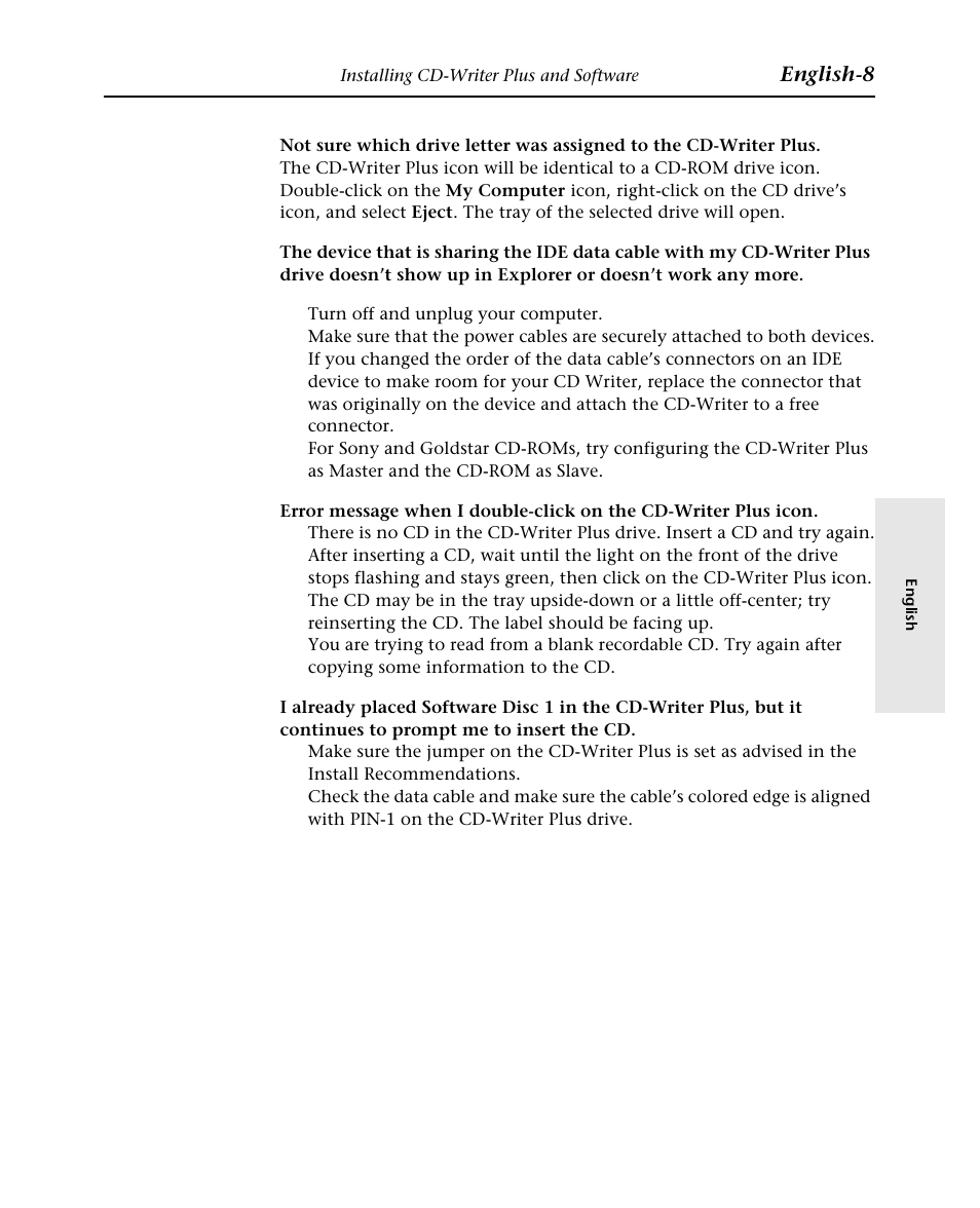 English-8 | HP Graveur de CD interne HP CD-Writer Plus 7570i User Manual | Page 40 / 46