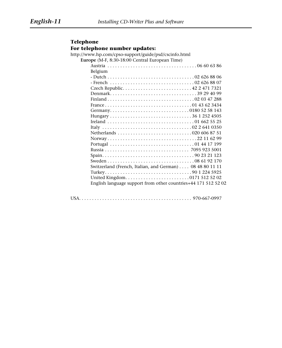 English-11 | HP Graveur de CD interne HP CD-Writer Plus 7570i User Manual | Page 43 / 46