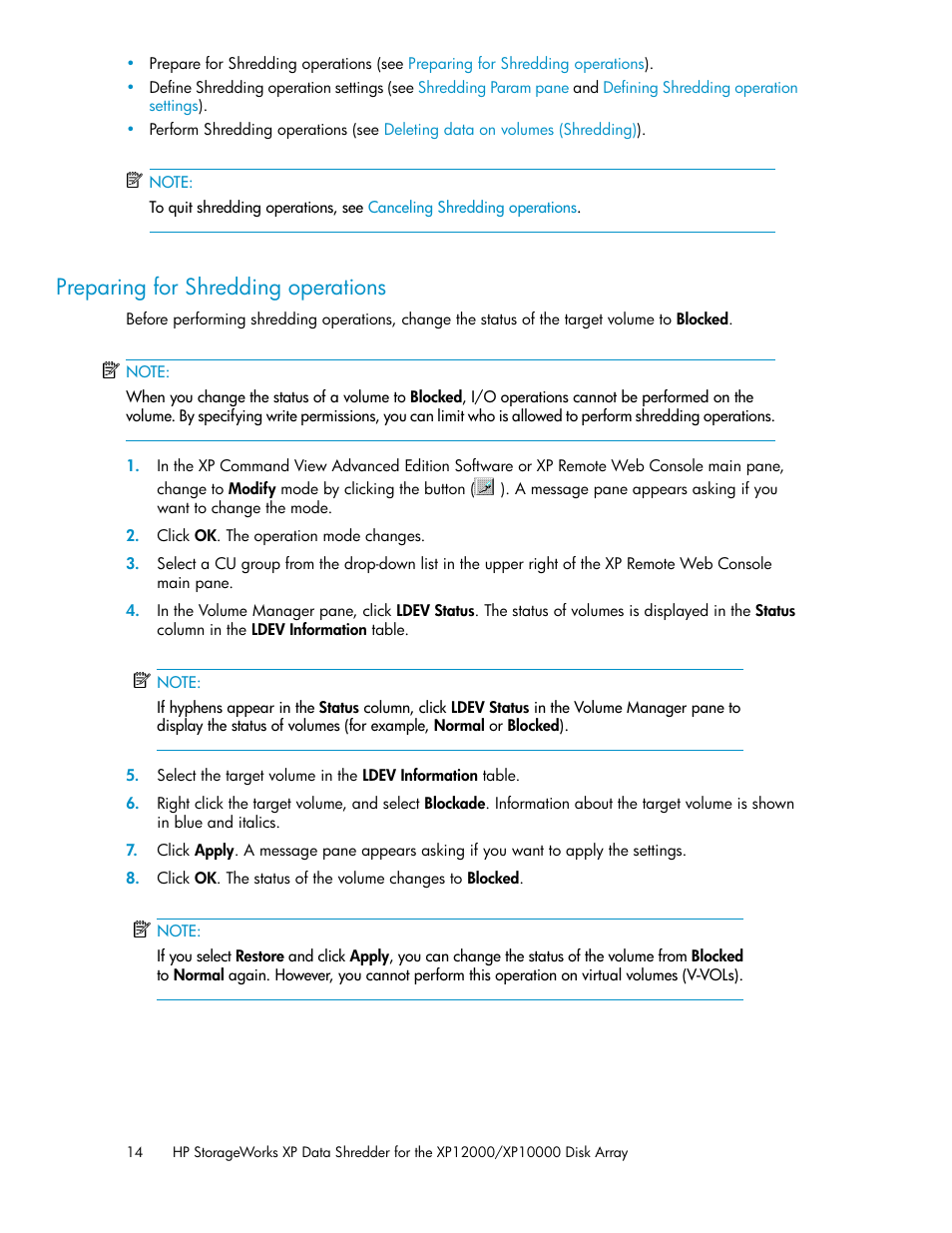 Preparing for shredding operations | HP XP Data Shredder Software User Manual | Page 14 / 20