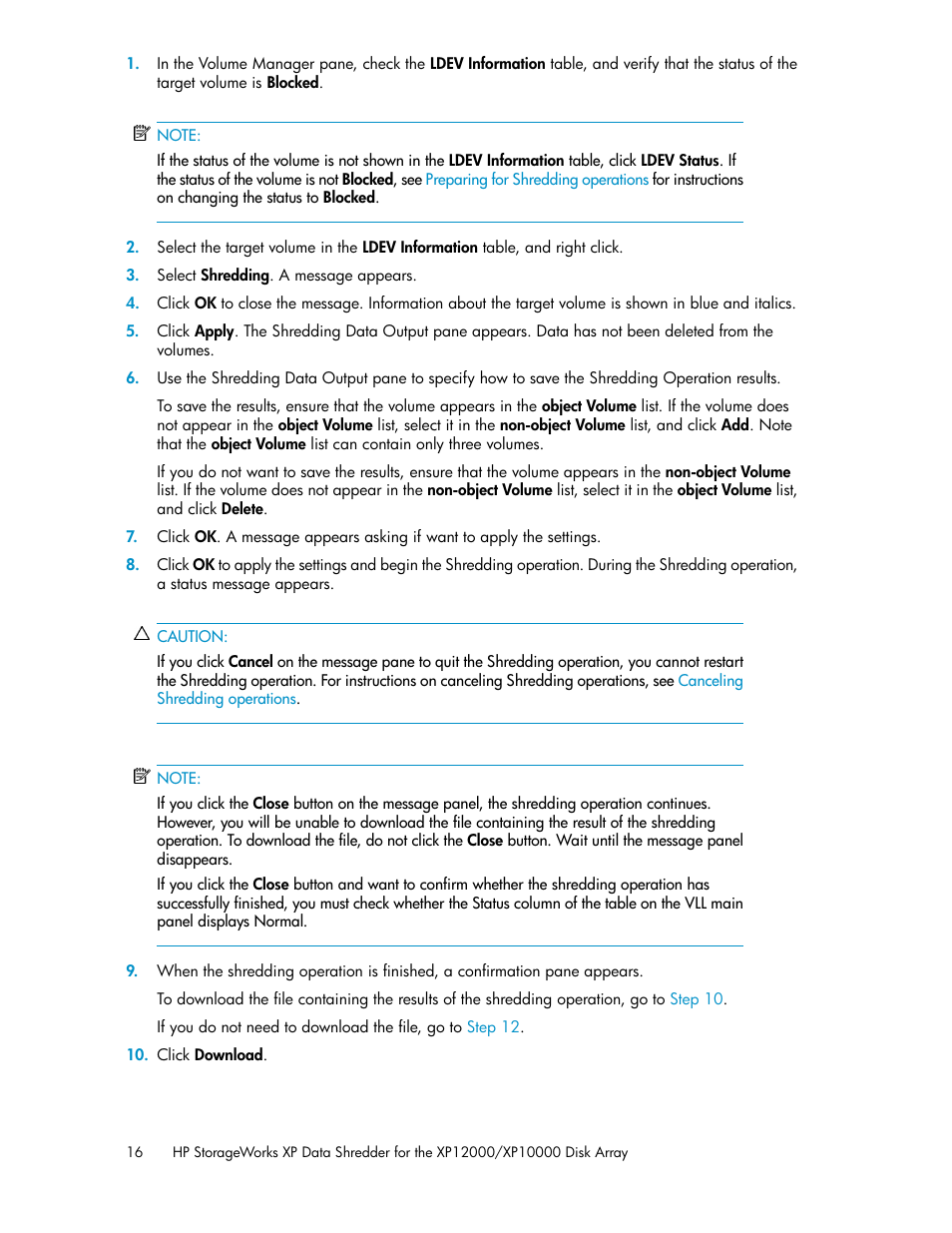 HP XP Data Shredder Software User Manual | Page 16 / 20