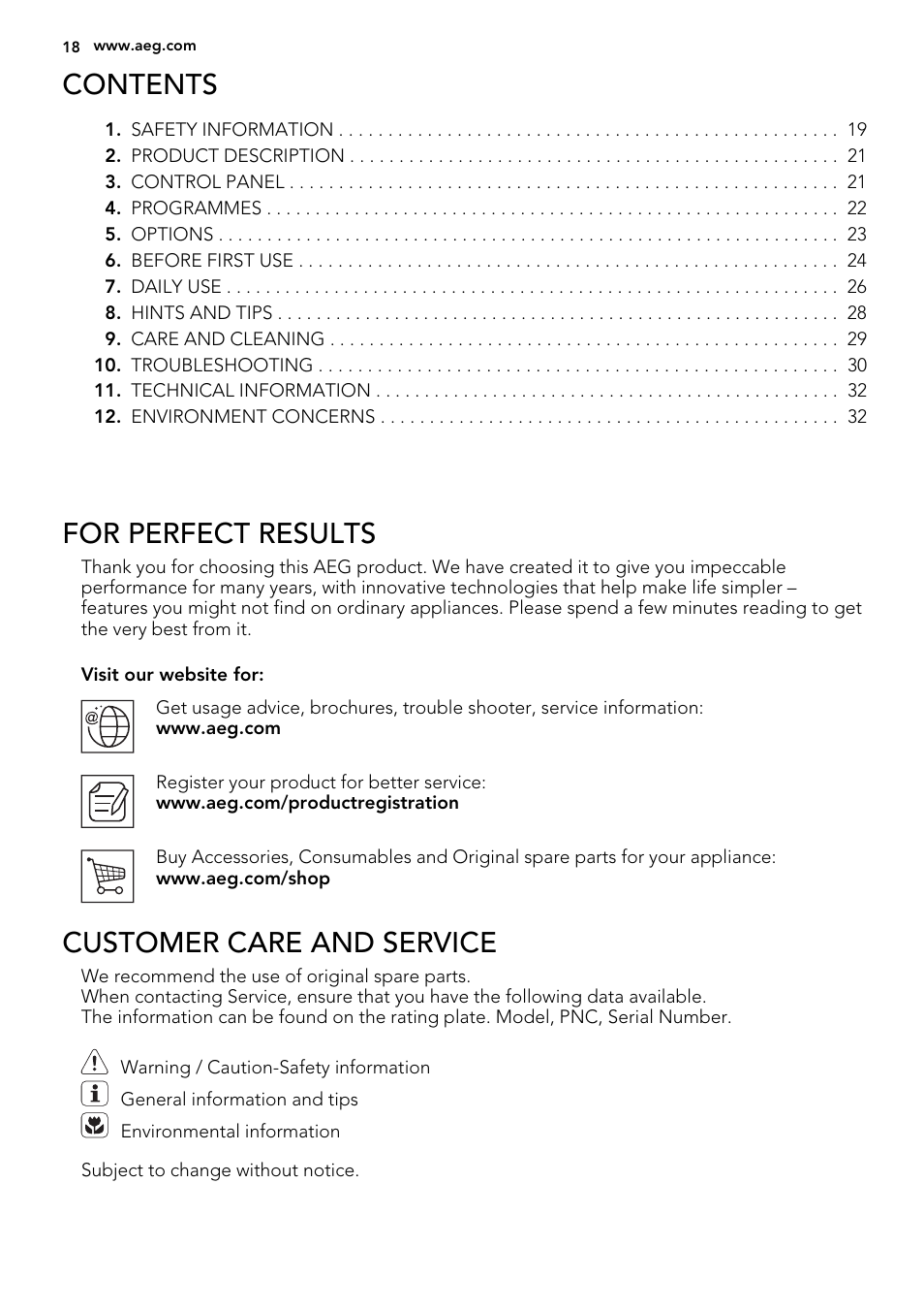 AEG F65000VI1P User Manual | Page 18 / 68