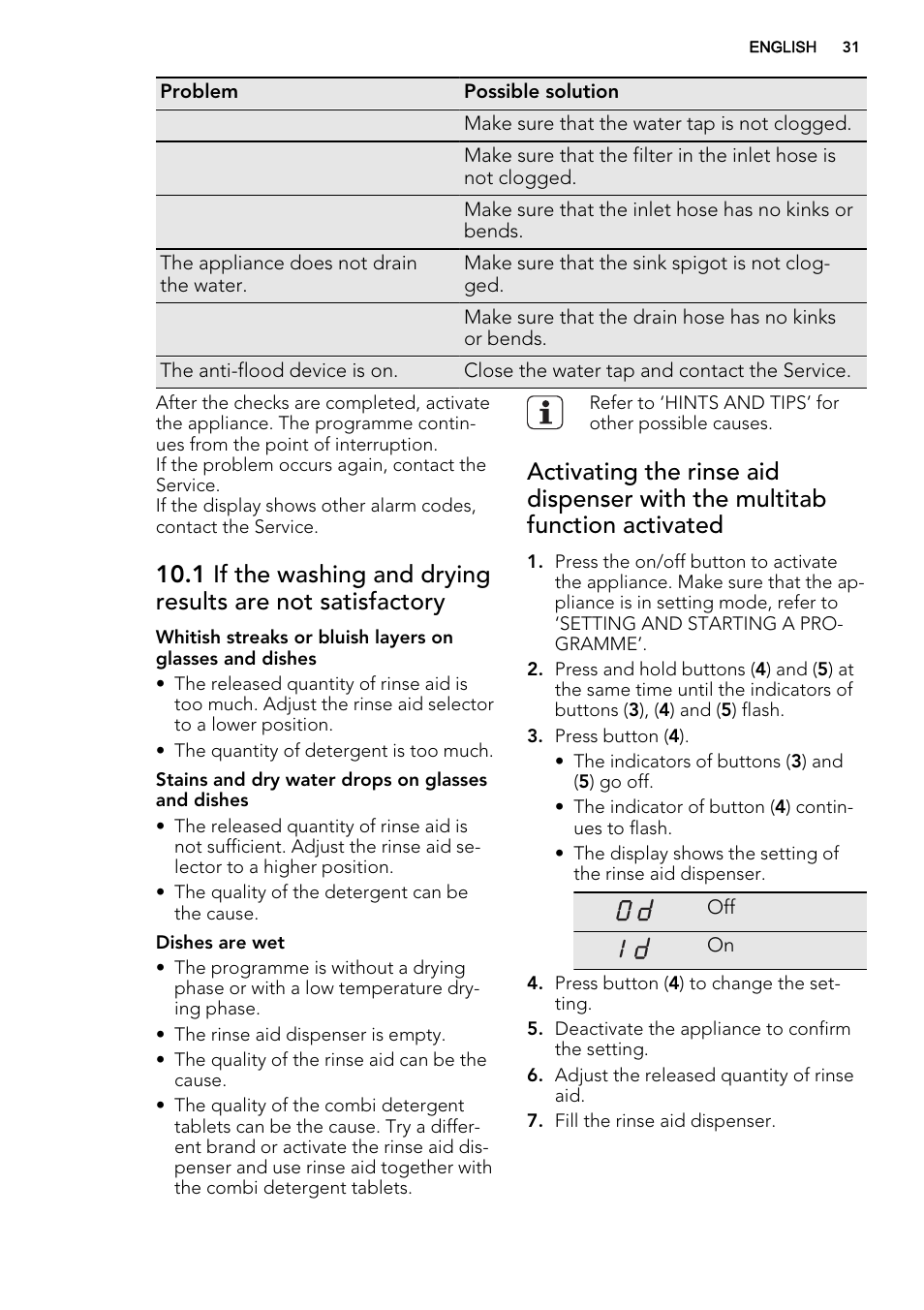 AEG F65000VI1P User Manual | Page 31 / 68