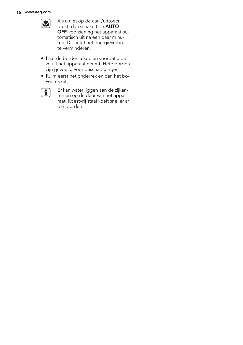 AEG F65050VI1P User Manual | Page 16 / 88