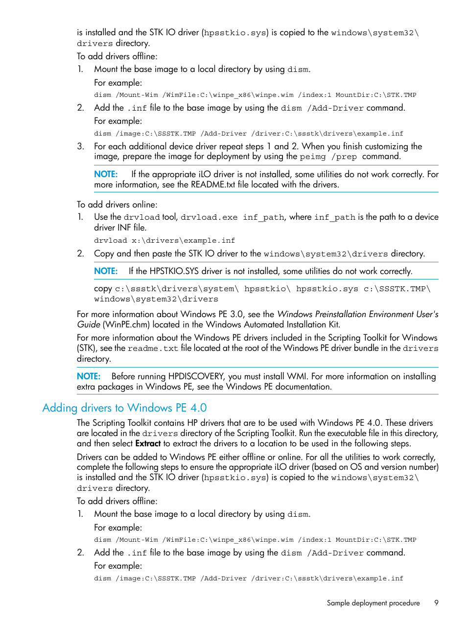 Adding drivers to windows pe 4.0 | HP Scripting Toolkit for Windows 9.60 User Manual | Page 9 / 62