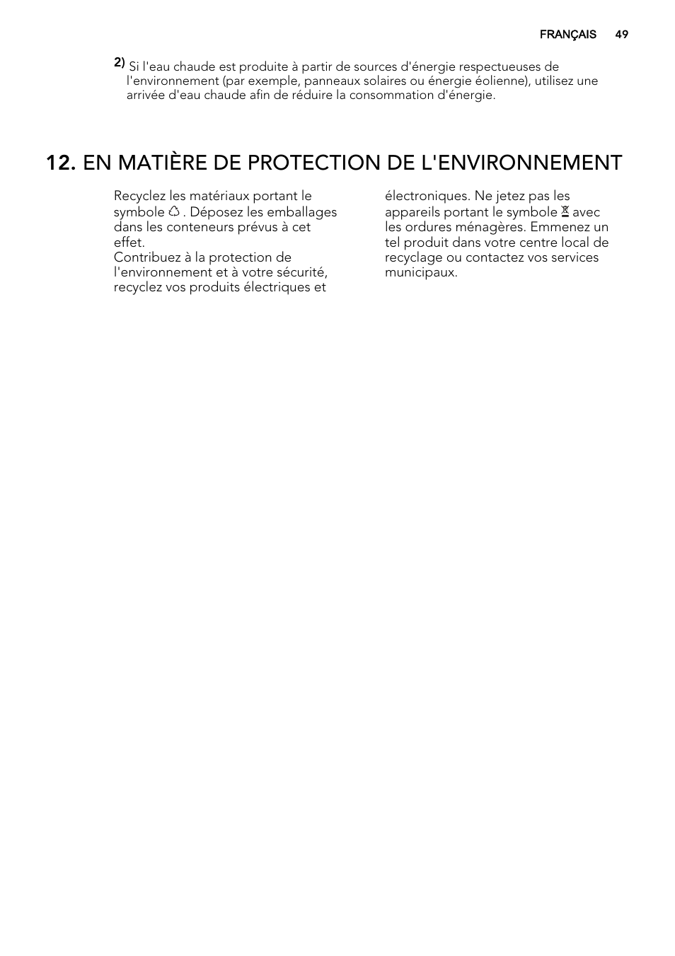 En matière de protection de l'environnement | AEG F65060VI1P User Manual | Page 49 / 68