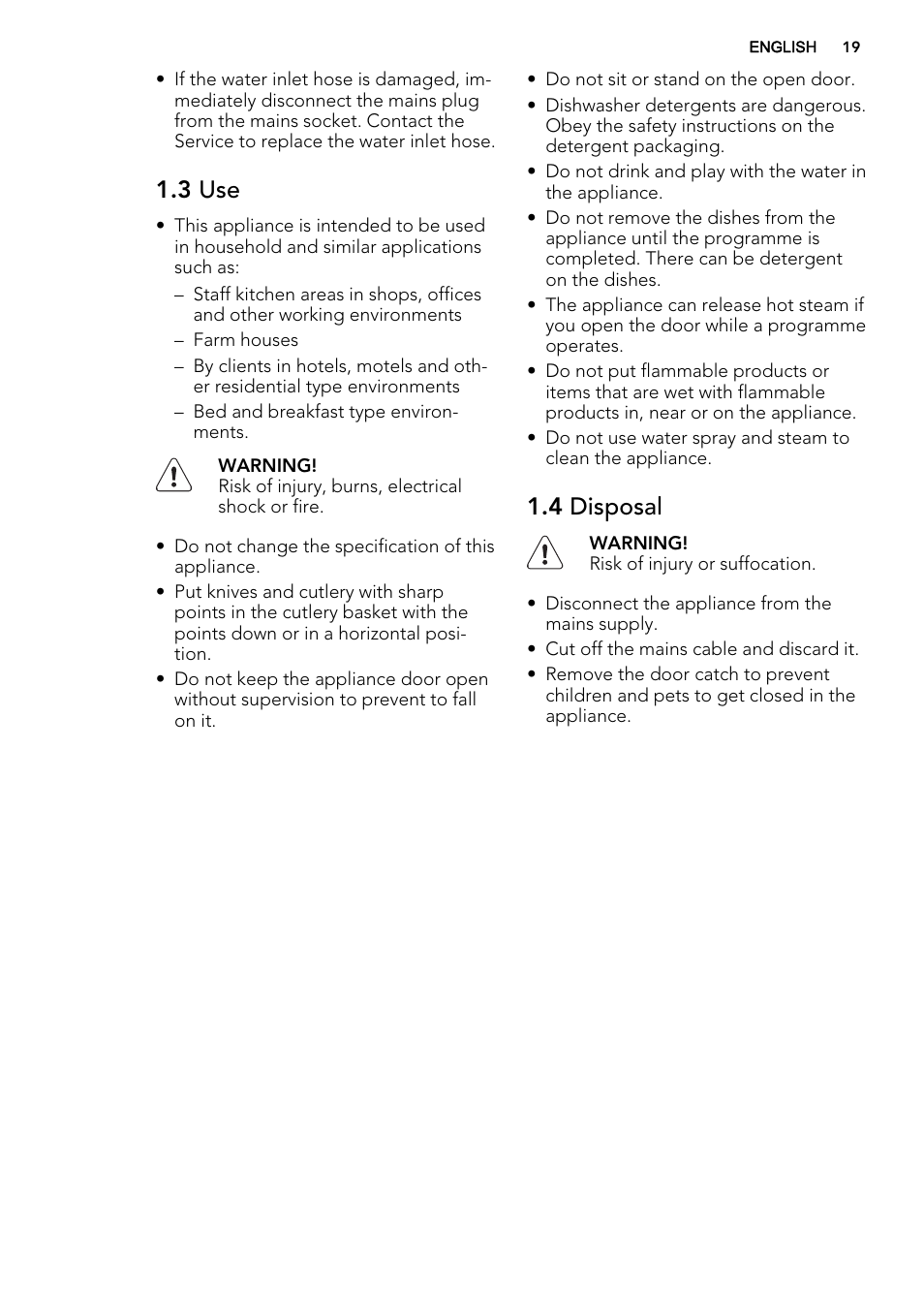 3 use, 4 disposal | AEG F55002VI0P User Manual | Page 19 / 64