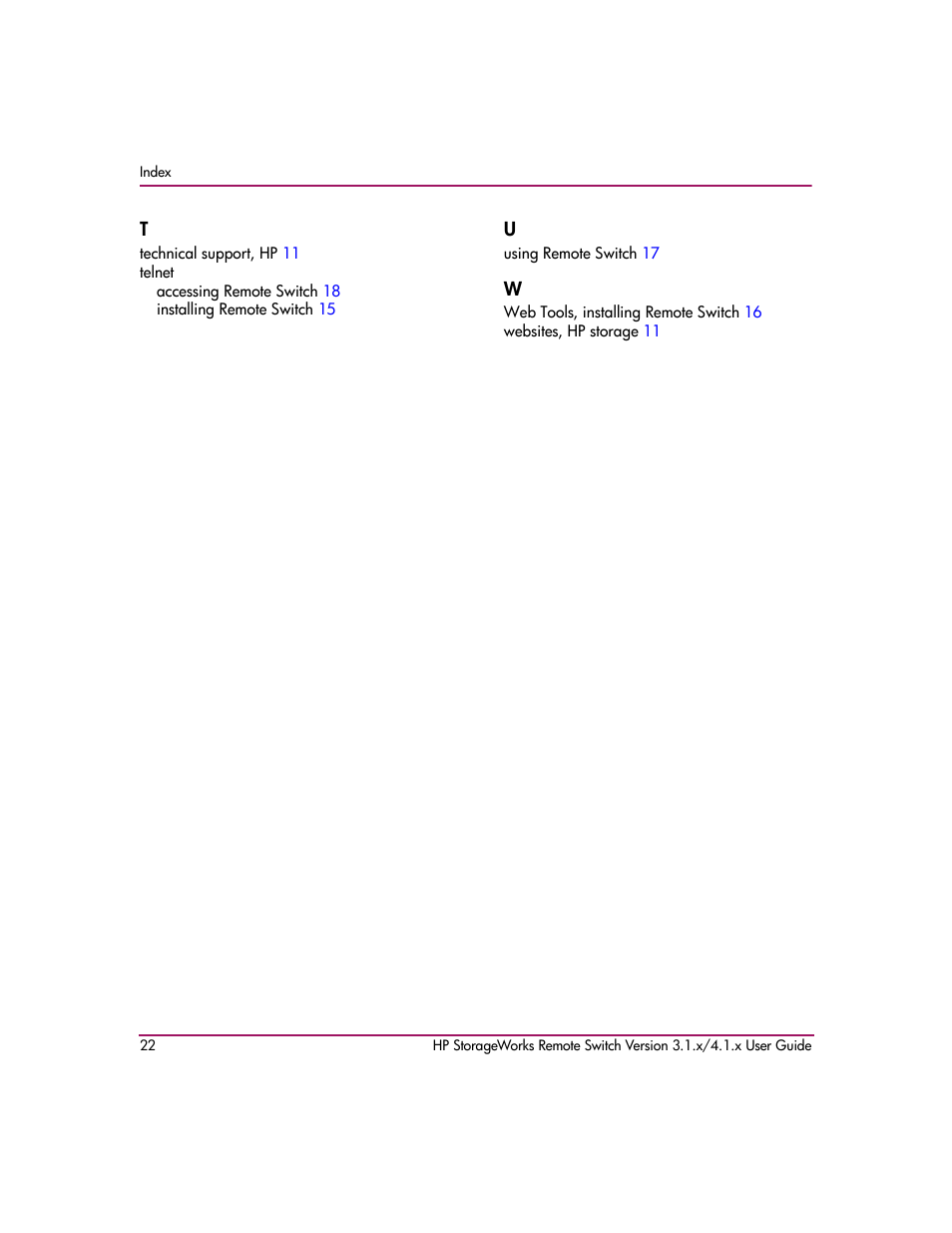 HP StorageWorks MSA 2.8 SAN Switch User Manual | Page 22 / 22