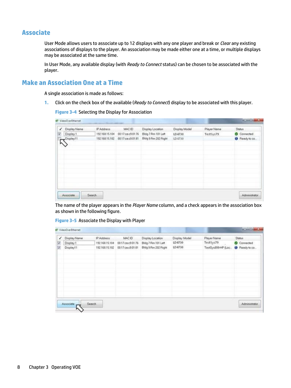 Associate, Make an association one at a time, Associate make an association one at a time | HP LD4730 47-inch Micro-Bezel Video Wall Display User Manual | Page 12 / 39