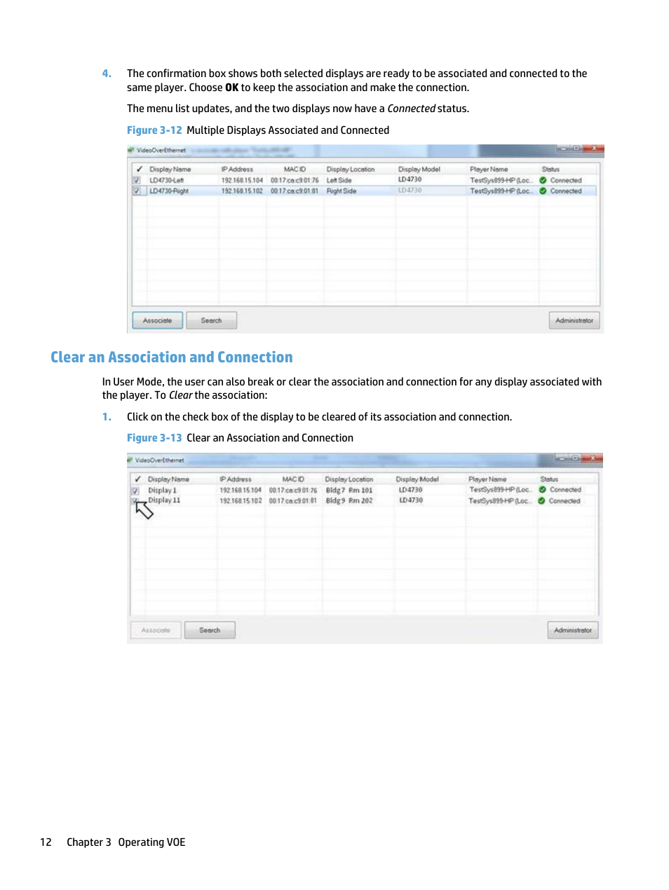 Clear an association and connection | HP LD4730 47-inch Micro-Bezel Video Wall Display User Manual | Page 16 / 39