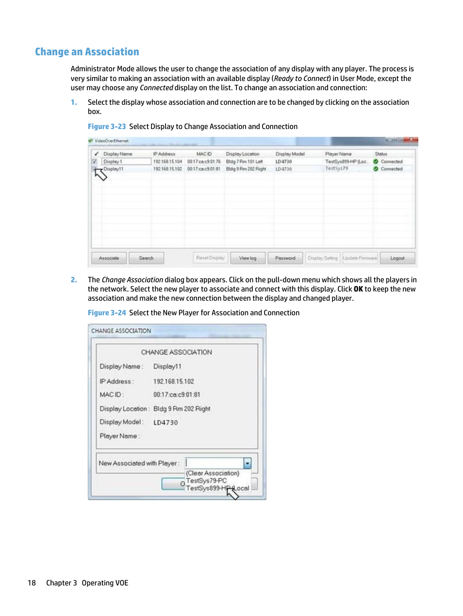 Change an association | HP LD4730 47-inch Micro-Bezel Video Wall Display User Manual | Page 22 / 39