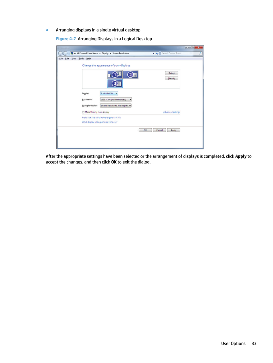 Figure 4-7 arranging displays in a logical desktop | HP LD4730 47-inch Micro-Bezel Video Wall Display User Manual | Page 37 / 39