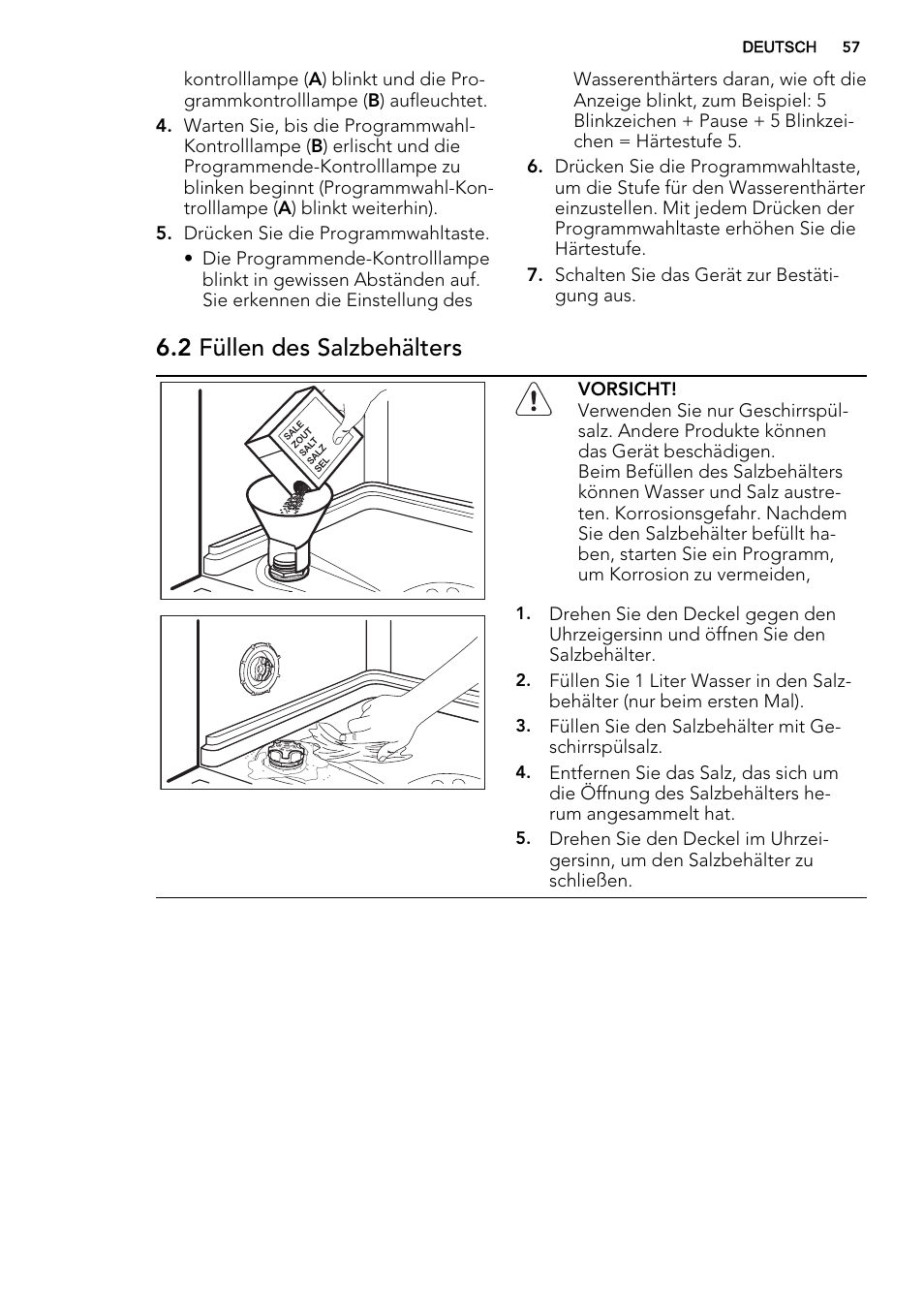 2 füllen des salzbehälters | AEG F34030VI0 User Manual | Page 57 / 68