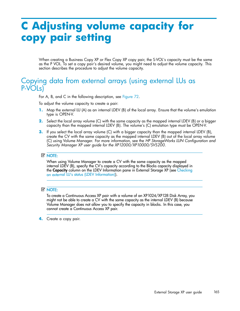 C adjusting volume capacity for copy pair setting | HP XP Data Shredder Software User Manual | Page 165 / 176