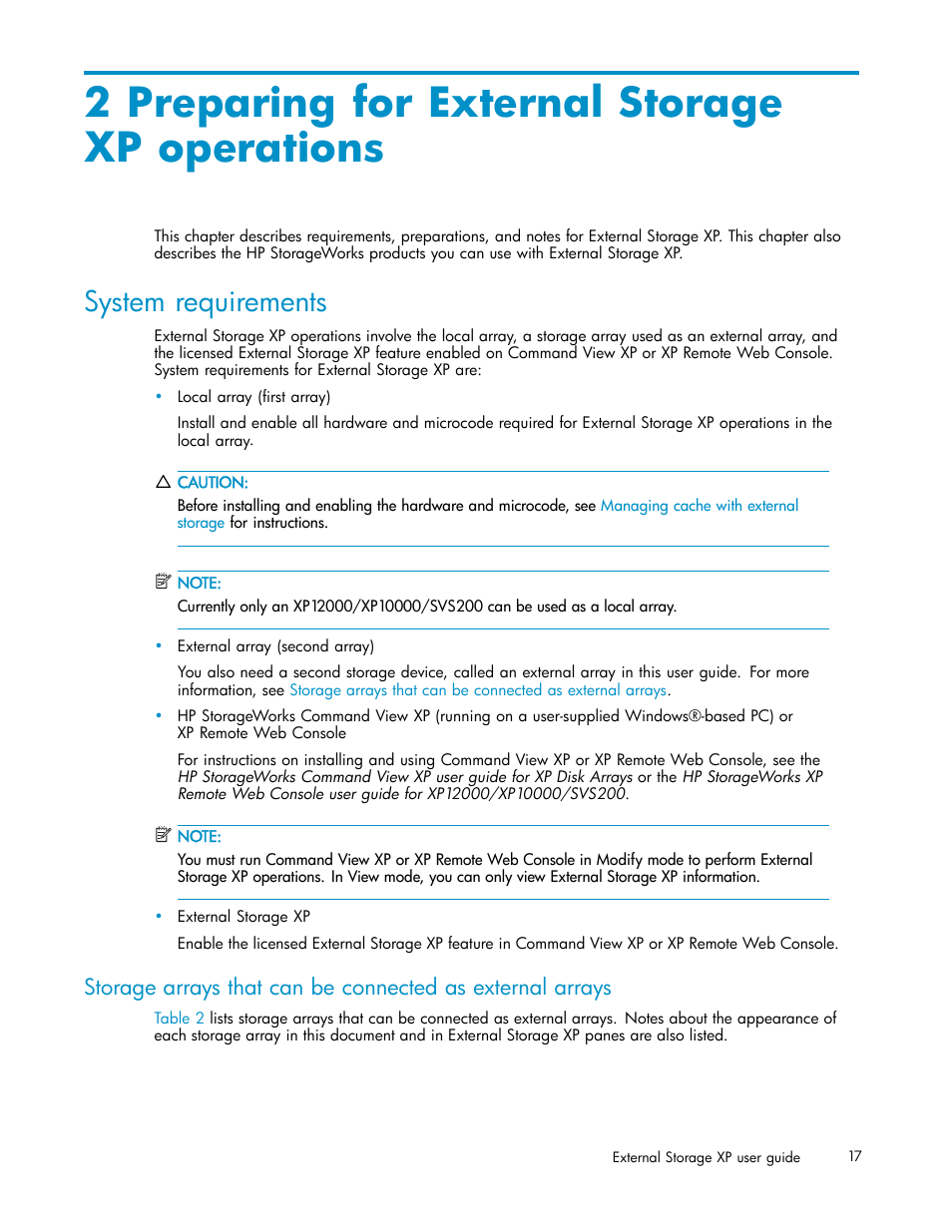 2 preparing for external storage xp operations, System requirements | HP XP Data Shredder Software User Manual | Page 17 / 176