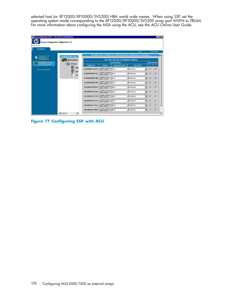 Configuring ssp with acu | HP XP Data Shredder Software User Manual | Page 170 / 176