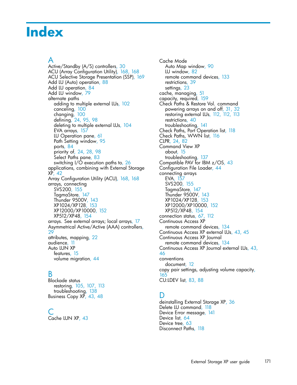 Index | HP XP Data Shredder Software User Manual | Page 171 / 176