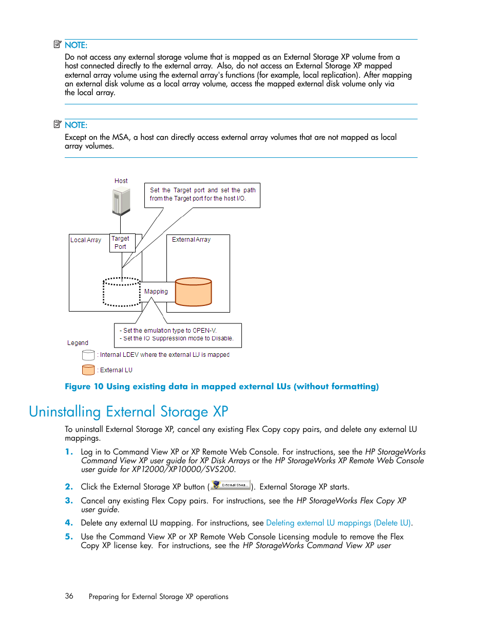 Uninstalling external storage xp | HP XP Data Shredder Software User Manual | Page 36 / 176