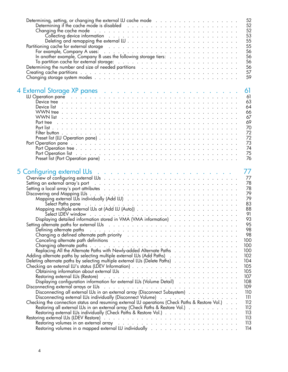 4 external storage xp panes, 5 configuring external lus | HP XP Data Shredder Software User Manual | Page 4 / 176