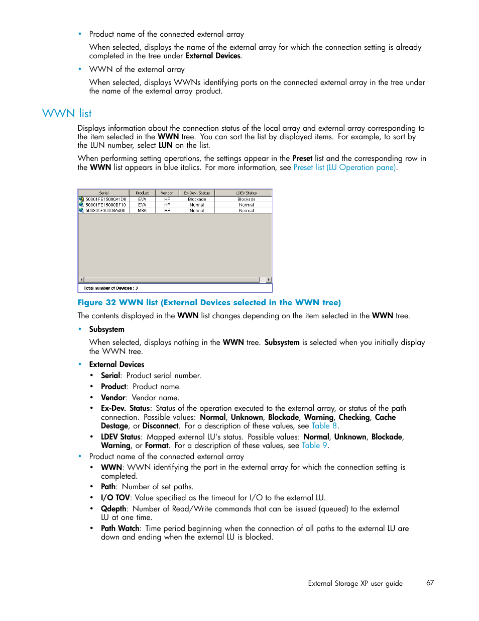 Wwn list | HP XP Data Shredder Software User Manual | Page 67 / 176