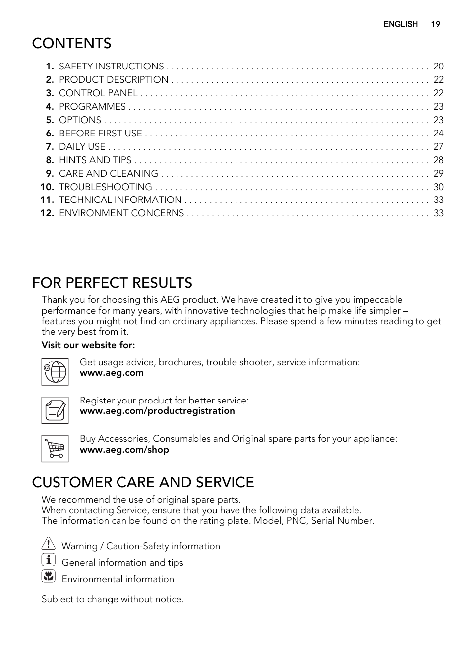 AEG F35400VI0 User Manual | Page 19 / 68