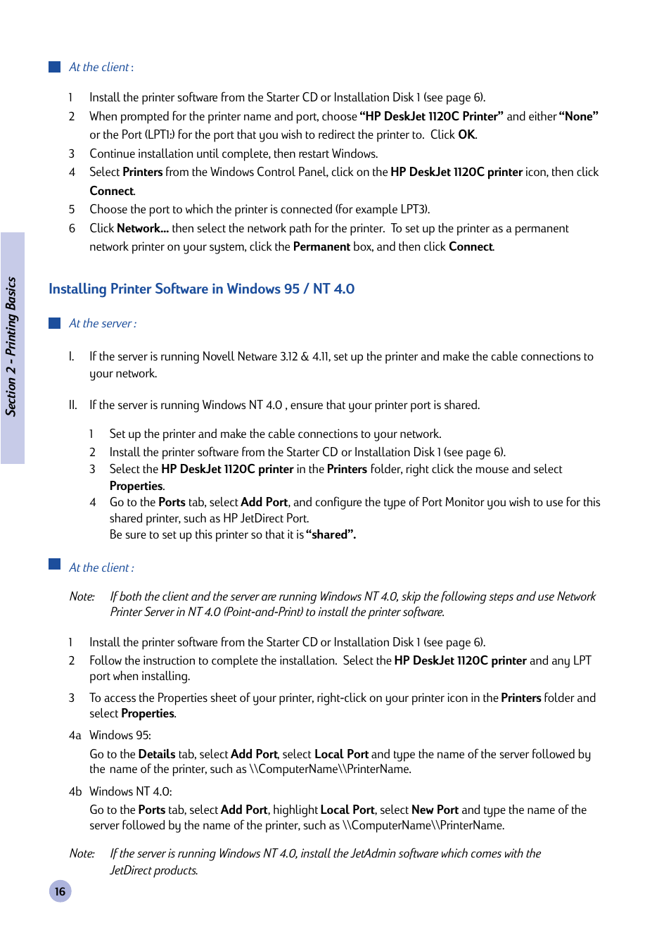 HP Imprimante HP Deskjet 1120cxi User Manual | Page 18 / 112