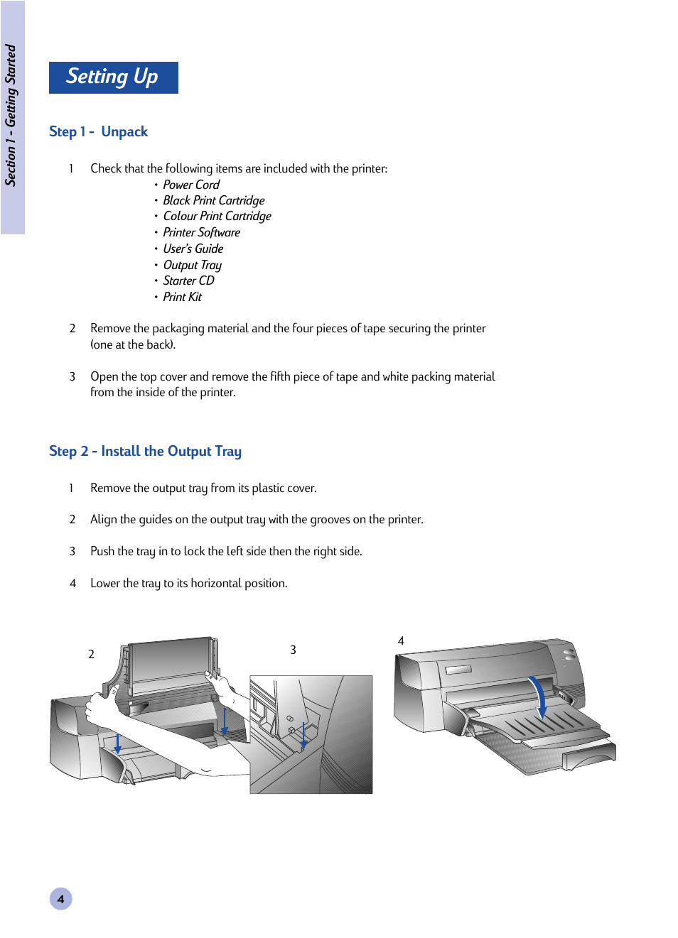 Setting up | HP Imprimante HP Deskjet 1120cxi User Manual | Page 6 / 112