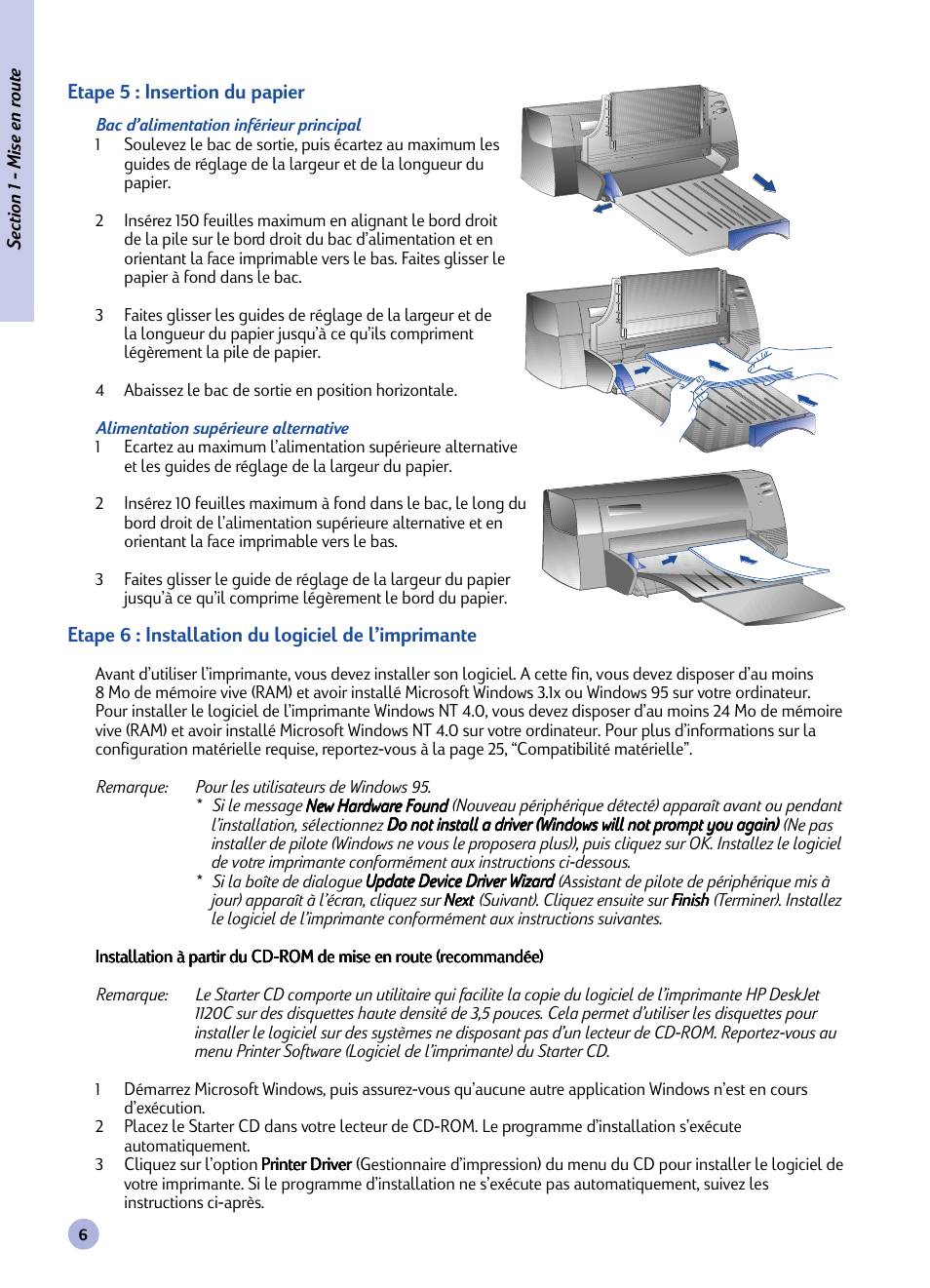 HP Imprimante HP Deskjet 1120cxi User Manual | Page 62 / 112