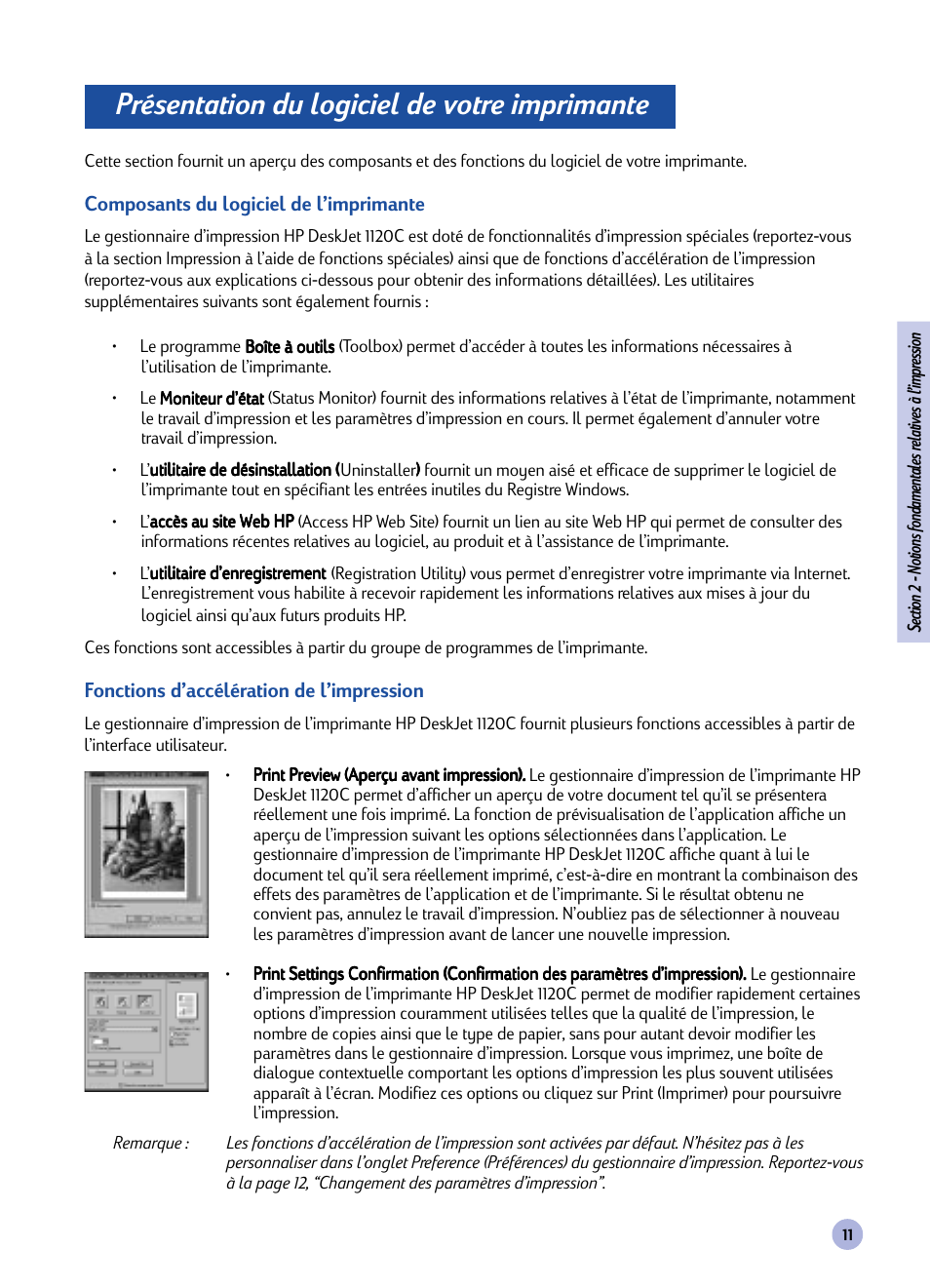 Présentation du logiciel de votre imprimante | HP Imprimante HP Deskjet 1120cxi User Manual | Page 67 / 112