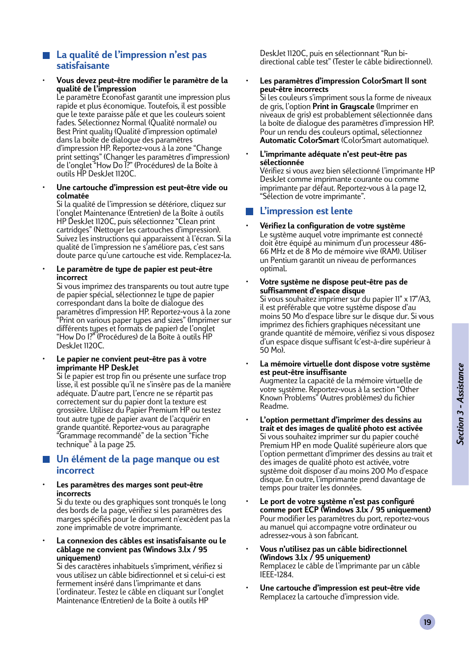 HP Imprimante HP Deskjet 1120cxi User Manual | Page 75 / 112