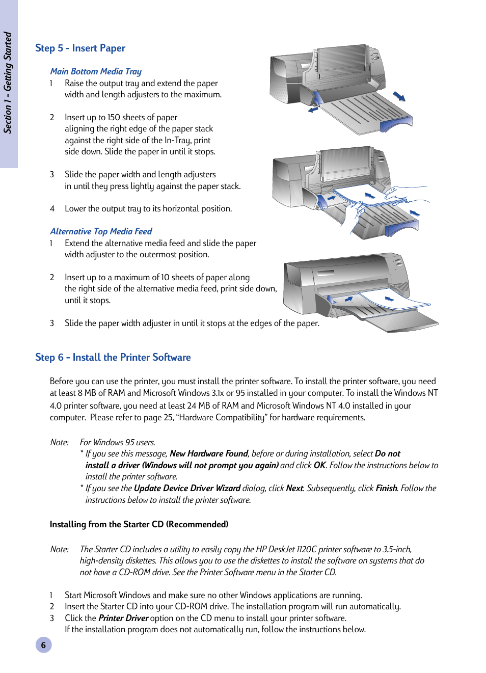 HP Imprimante HP Deskjet 1120cxi User Manual | Page 8 / 112