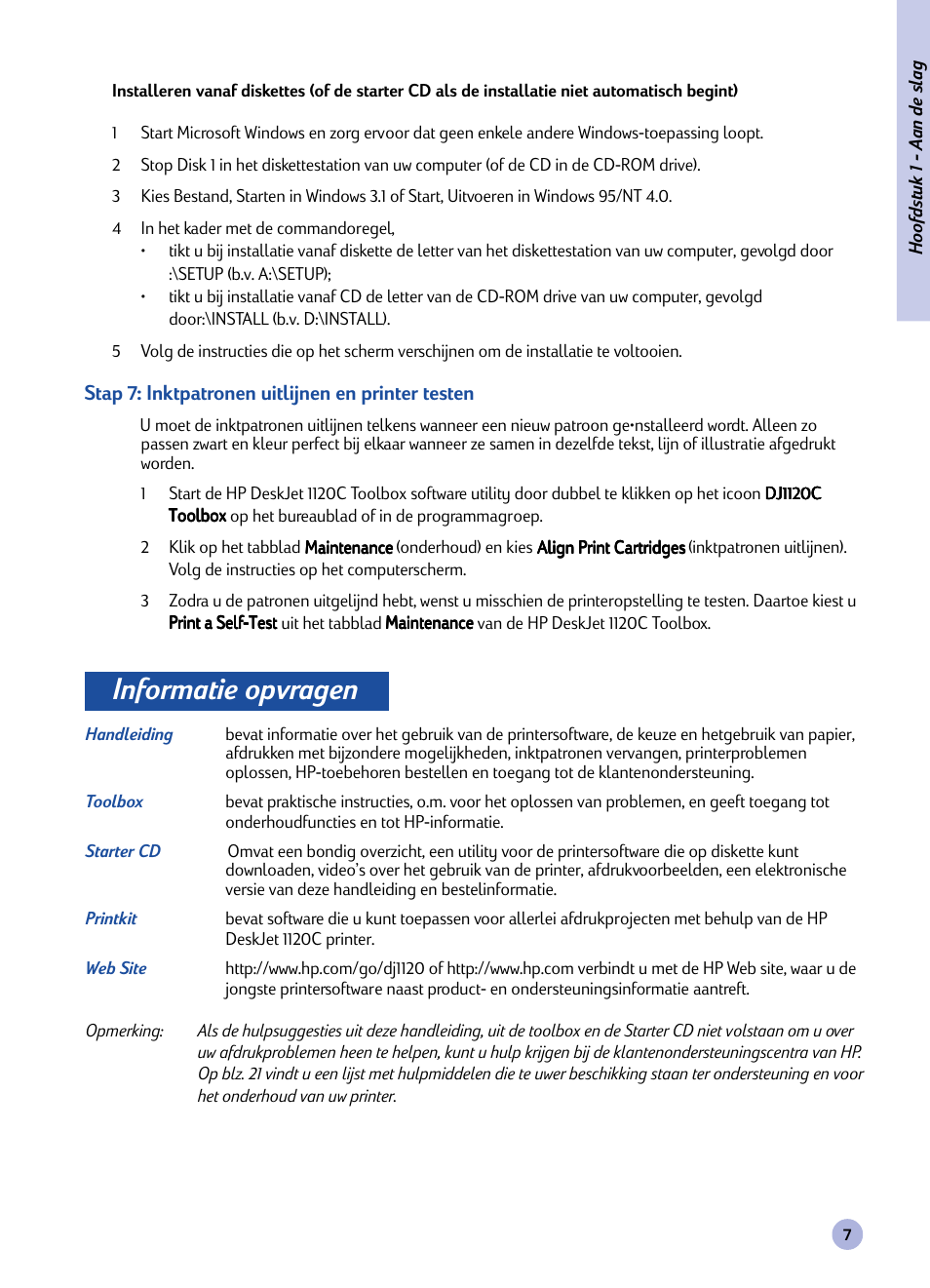 Informatie opvragen | HP Imprimante HP Deskjet 1120cxi User Manual | Page 90 / 112