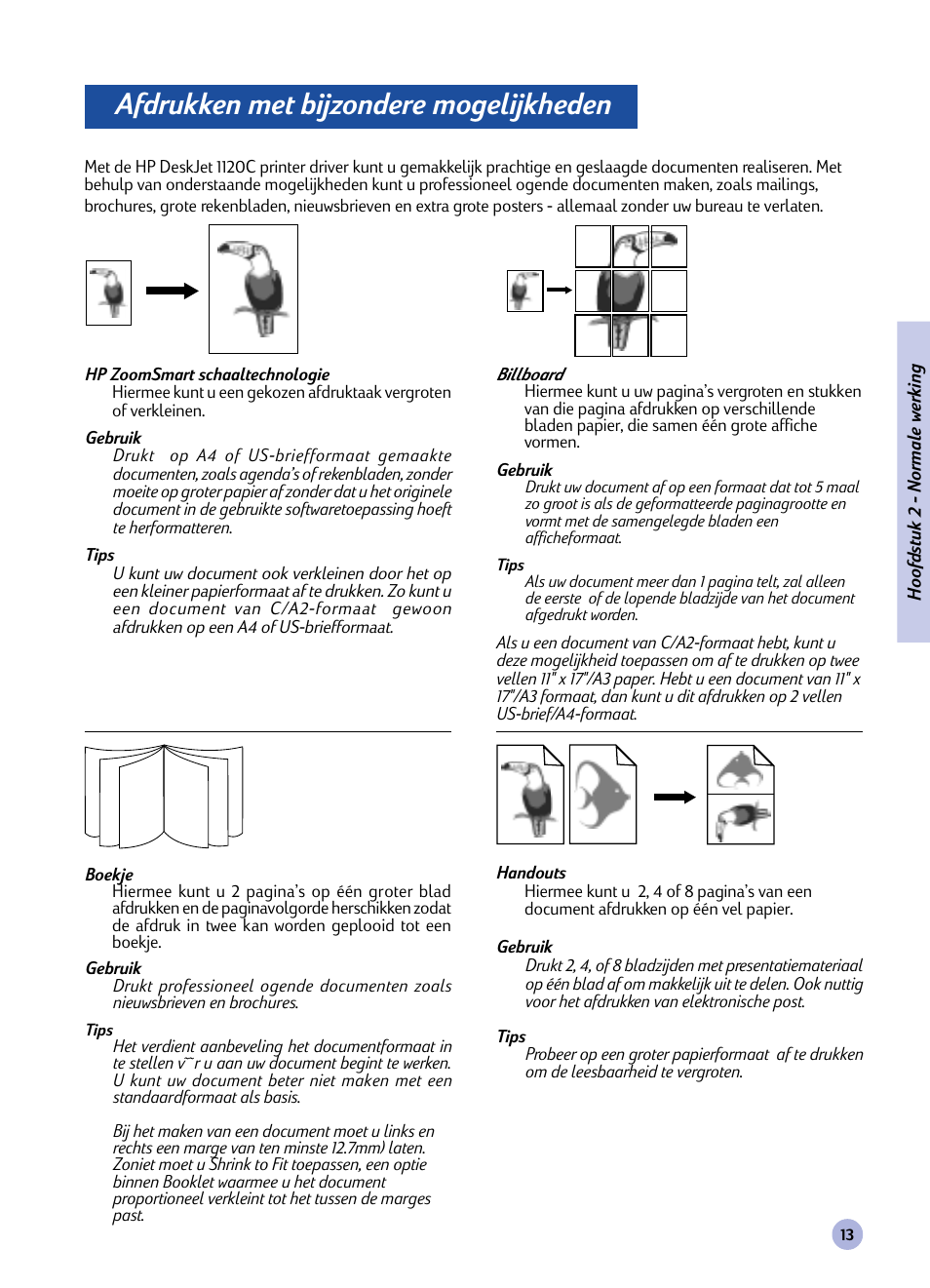 Afdrukken met bijzondere mogelijkheden | HP Imprimante HP Deskjet 1120cxi User Manual | Page 96 / 112