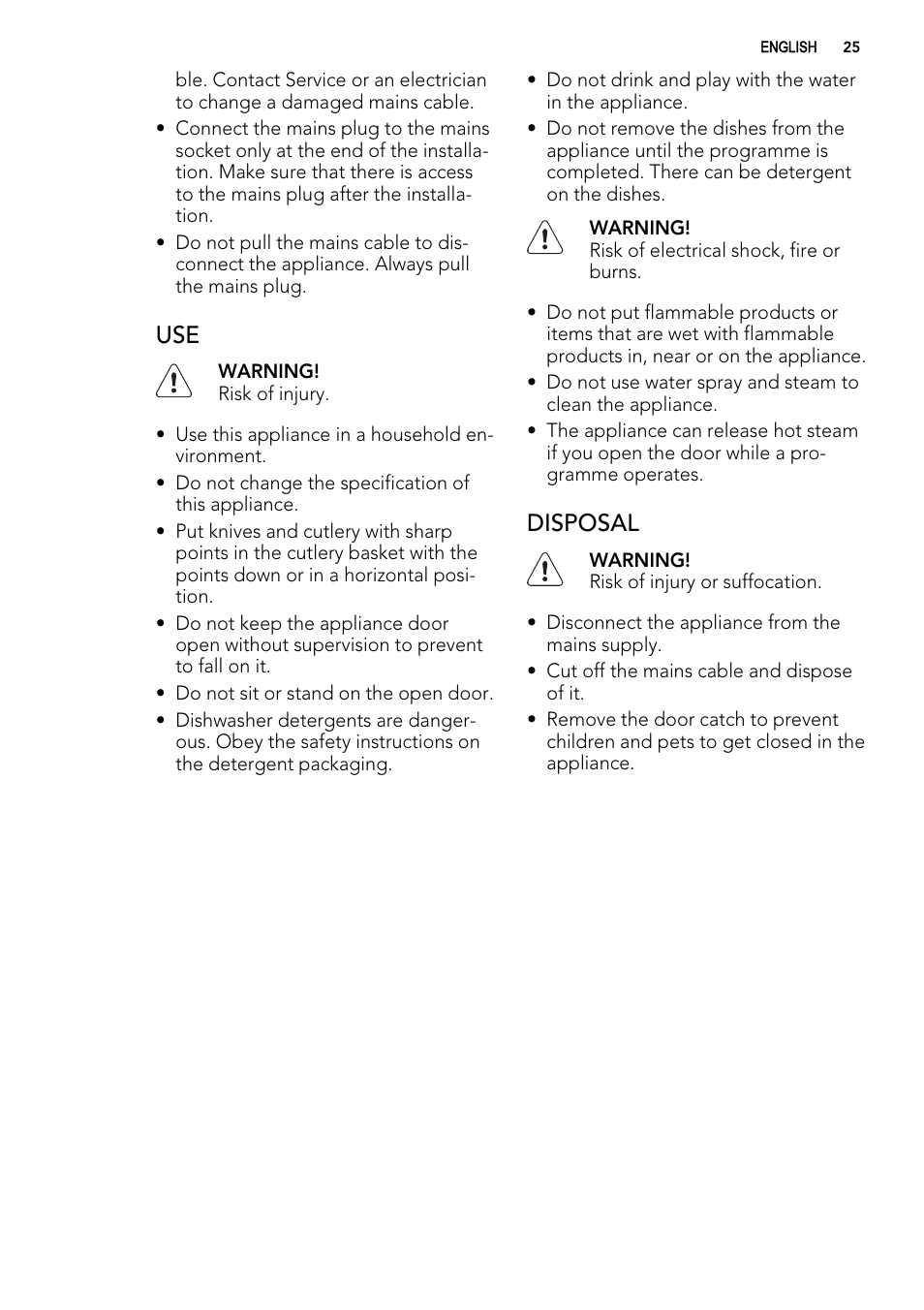 Disposal | AEG FAV50KIM0P User Manual | Page 25 / 88