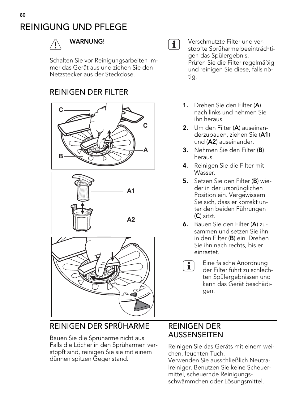 Reinigung und pflege | AEG FAV50KIM0P User Manual | Page 80 / 88