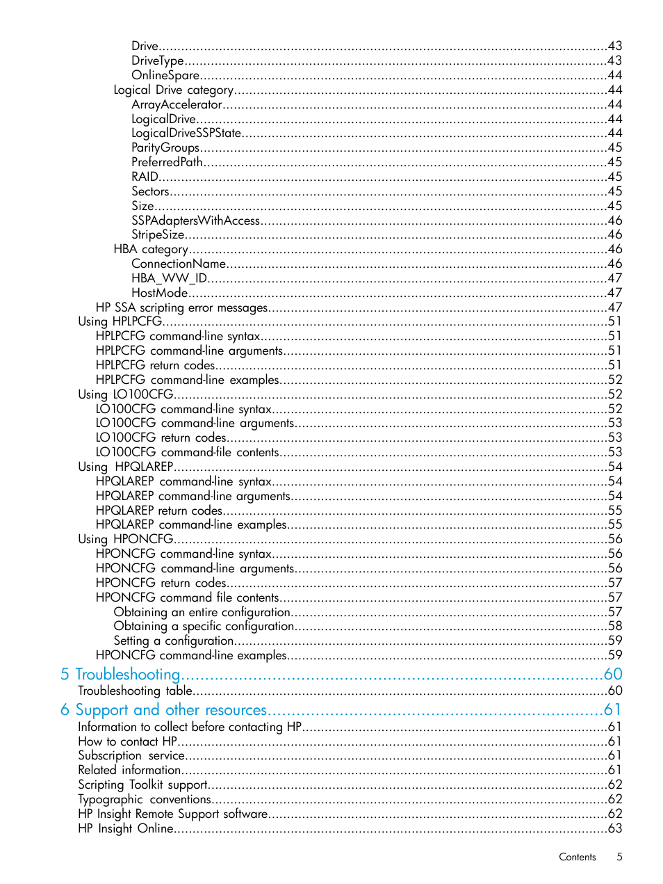 5 troubleshooting, 6 support and other resources | HP Scripting Toolkit for Linux 9.50 User Manual | Page 5 / 68