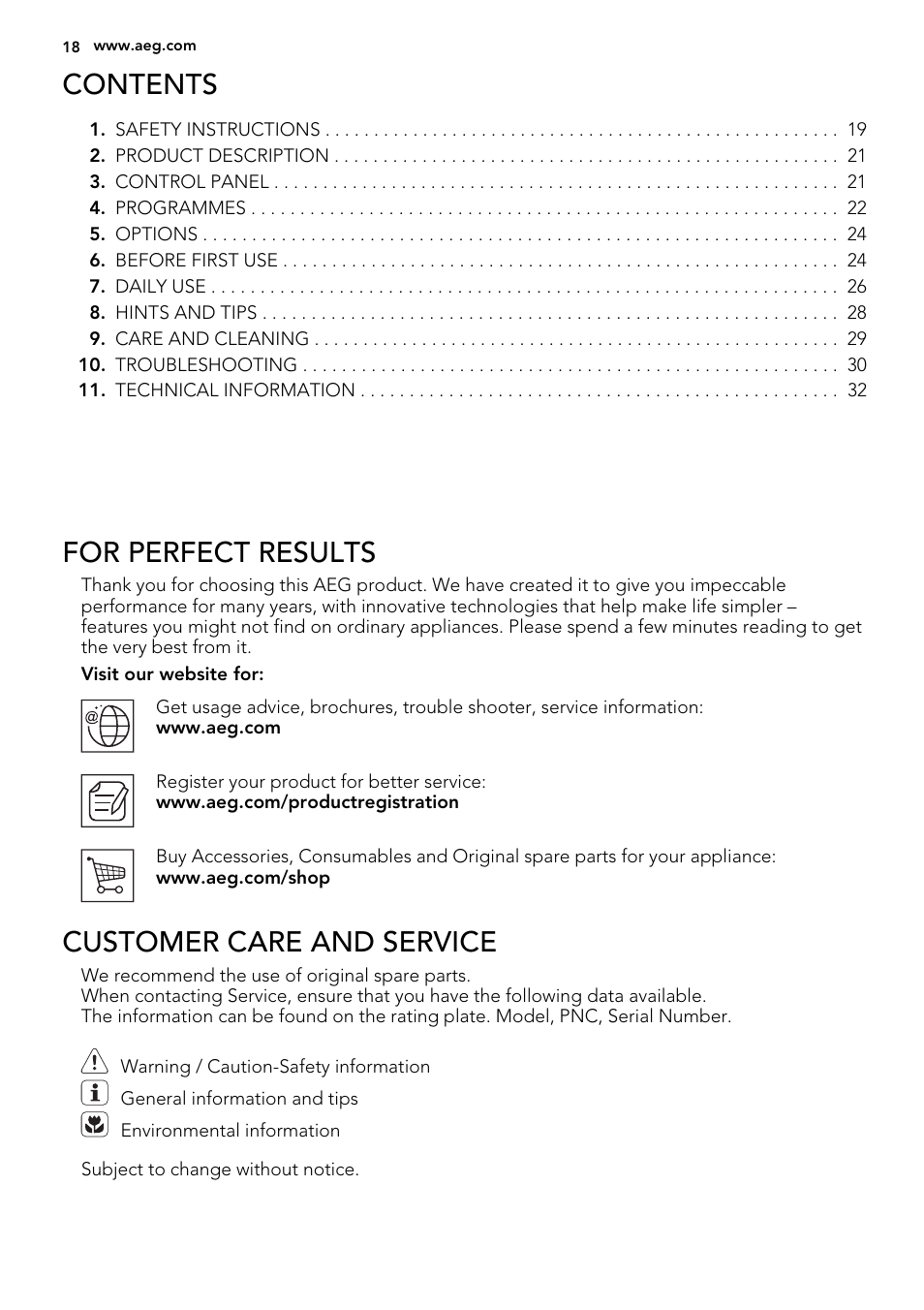 AEG F67032IM0P User Manual | Page 18 / 68