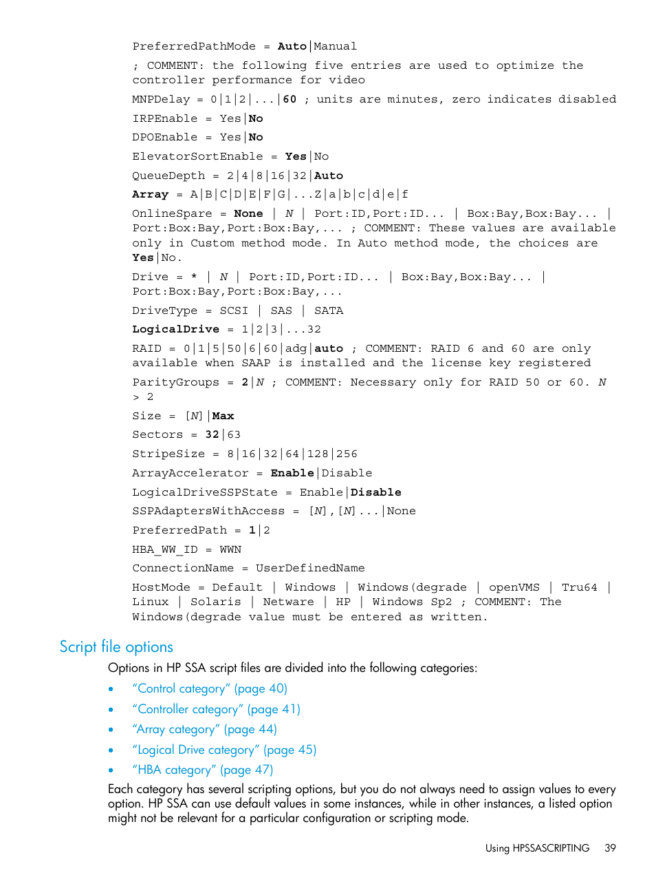 Script file options | HP Scripting Toolkit for Linux 9.60 User Manual | Page 39 / 69