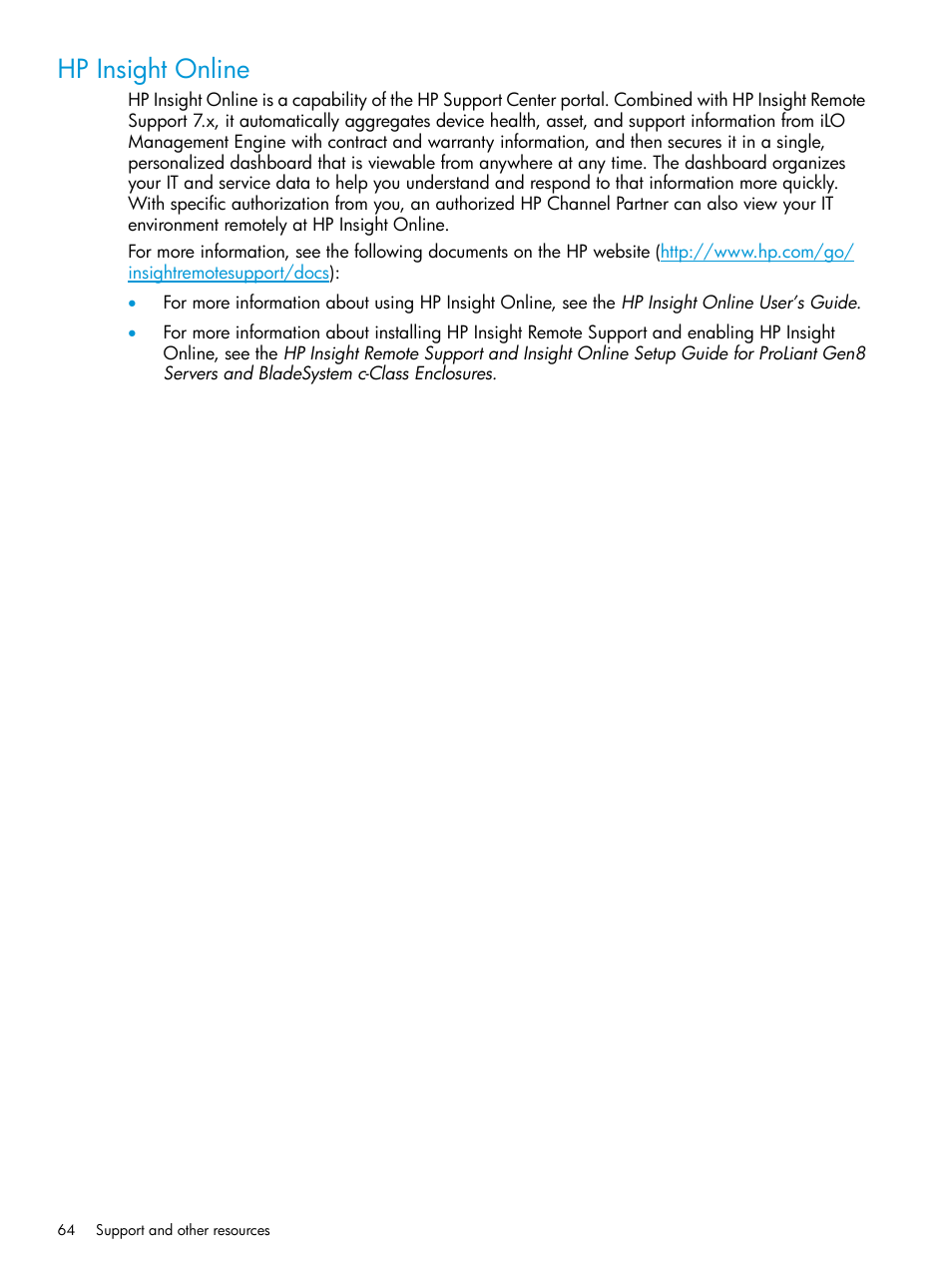 Hp insight online | HP Scripting Toolkit for Linux 9.60 User Manual | Page 64 / 69