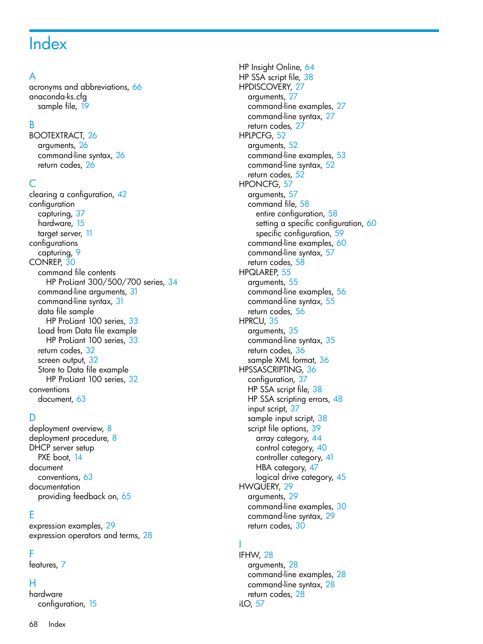 Index | HP Scripting Toolkit for Linux 9.60 User Manual | Page 68 / 69