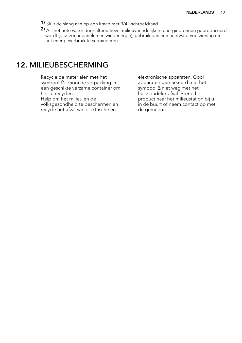 Milieubescherming | AEG F65050IM0P User Manual | Page 17 / 68